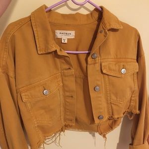 Pacsun cropped denim mustard yellow jacket